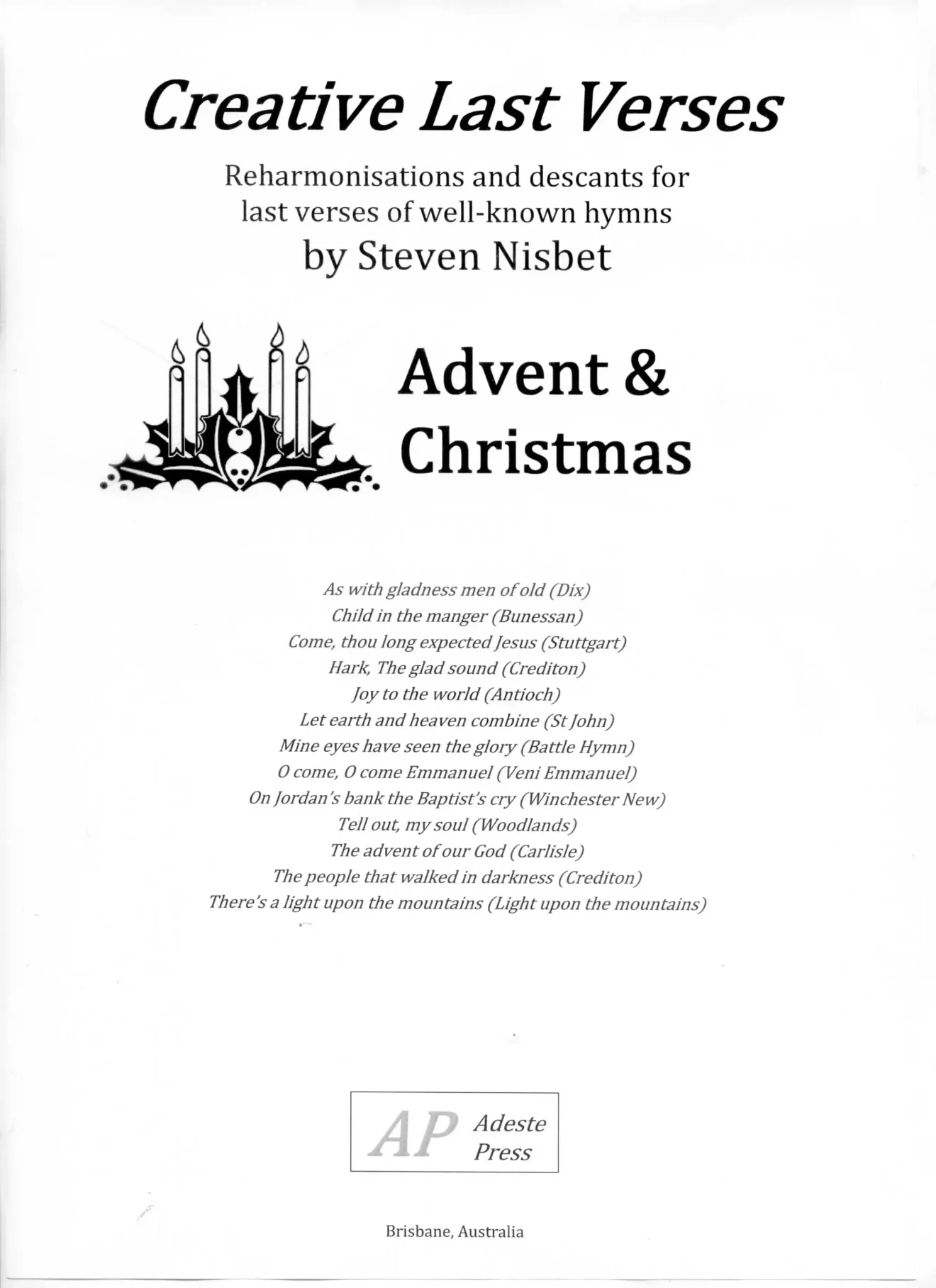 front cover image of Creative Last Verses Booklet 1 Advent Christmas_Steven Nisbet