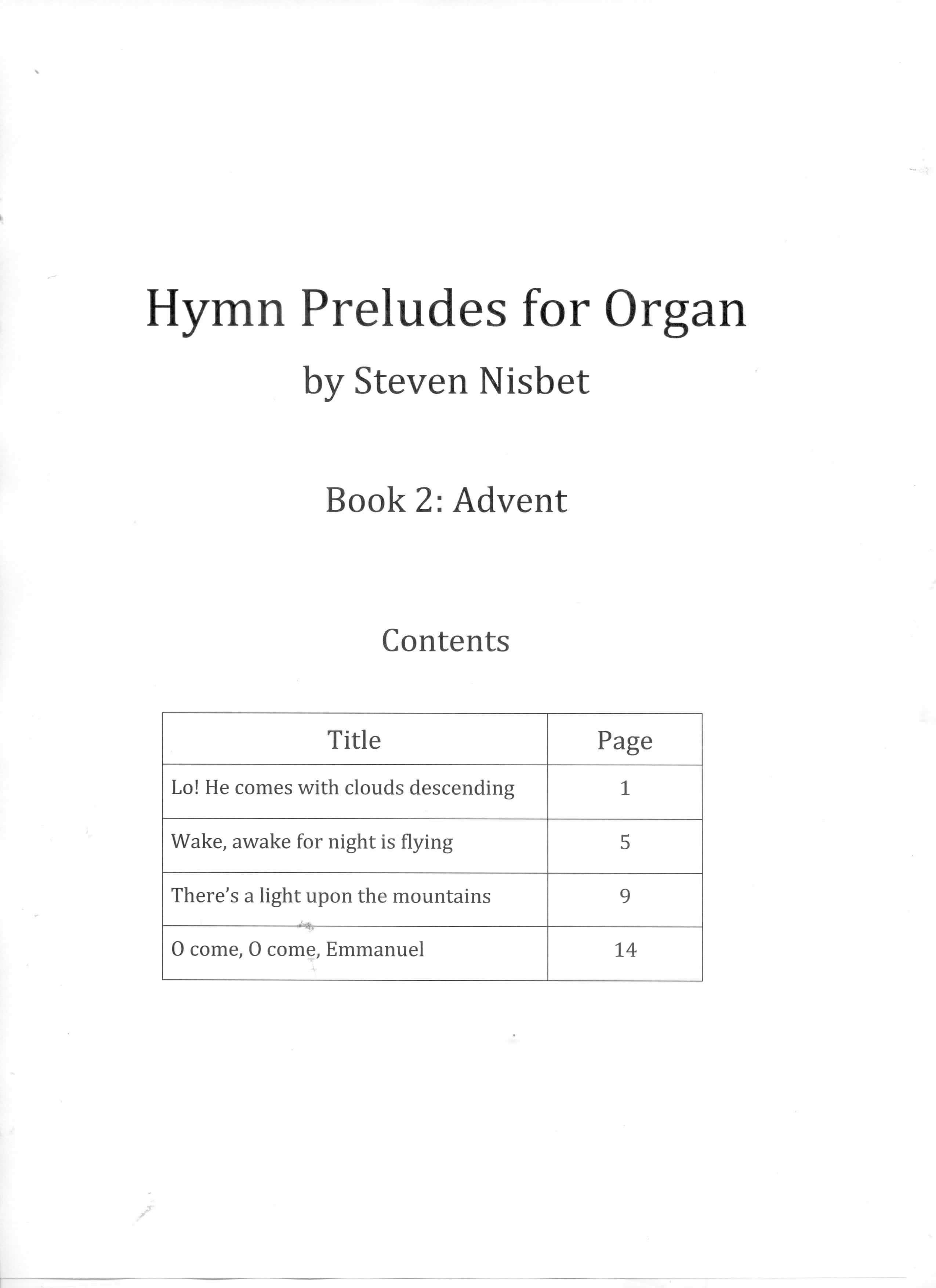 Hymn Preludes for Organ Book 2 Advent Contents Steven Nisbet