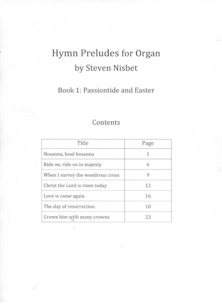 Hymn Preludes Book 1 Passiontide Easter Contents